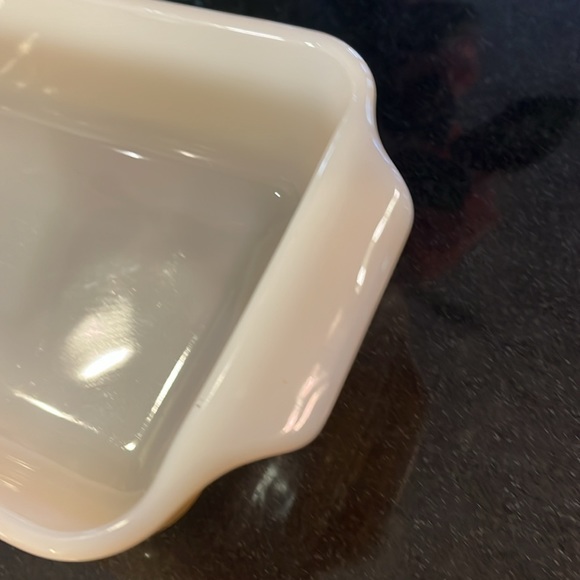 Fire King 1 quart Peach Opalescent Luster Ware Platonite Loaf Pan - Picture 3 of 5